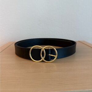 Lucky Brand Black Belt with Gold Buckle